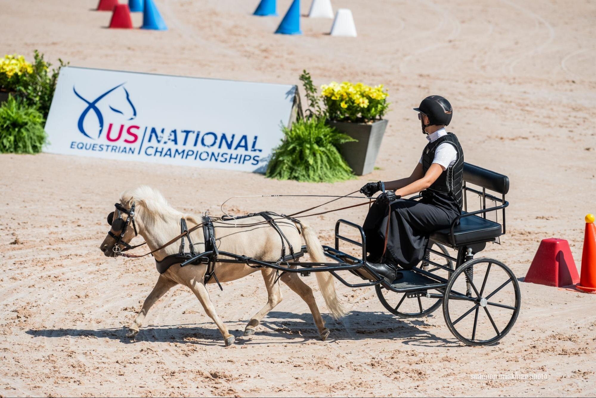 Lydia Bacon driving her pony at the US Equestrian National Championships
